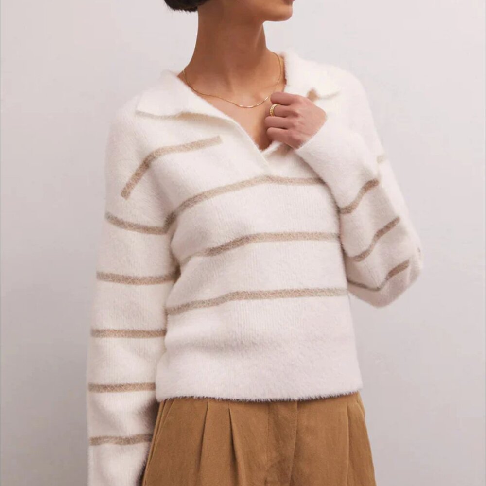 Like New, Z Supply Monique Stripe Sweater, Sandstone, L
